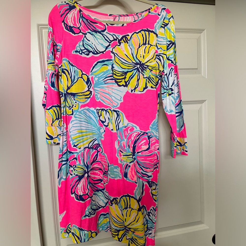 Lilly Pulitzer Marlowe dress, pattern: Swept by the Tides, size M, pink multi